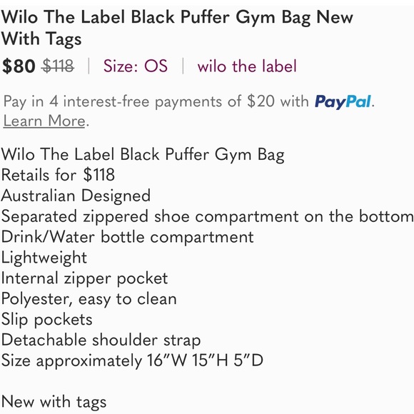 🖤WILO PUFFER GYM BAG - Picture 6 of 6
